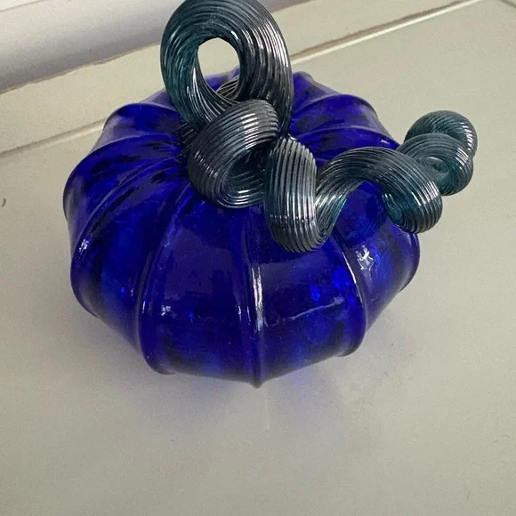 Blue Glass Pumpkin Decor - Picture 5 of 5